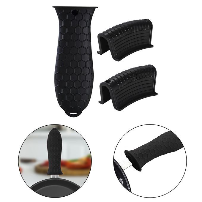 Silicone Pot Holder Sleeve Pot Frying Pan Handle Cover Grip Black