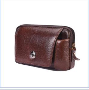 Men Genuine Leather Hip Bum Belt Bag Male Zipper Gym Bag