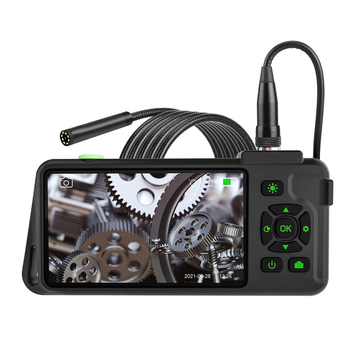 Industrial Endoscope with 4.5-inch IPS Color Display 1080P Photos Videos Snake Camera with 8 LED Lights Borescope IP67 Waterproof 2 Million Pixels Inspection Camera with TF Card Slot for Maintenance