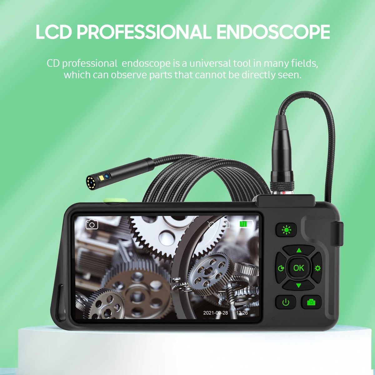 Industrial Endoscope with 4.5-inch IPS Color Display 1080P Photos Videos Snake Camera with 8 LED Lights Borescope IP67 Waterproof 2 Million Pixels Inspection Camera with TF Card Slot for Maintenance