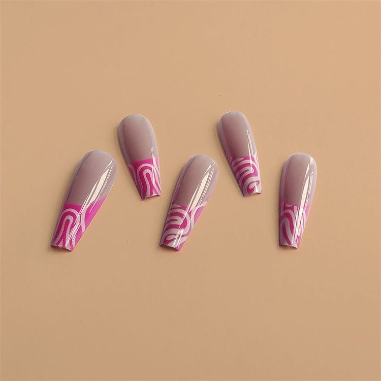Fake Nails Art Tips Press On False Tips With Glue Coffin Stick Designs