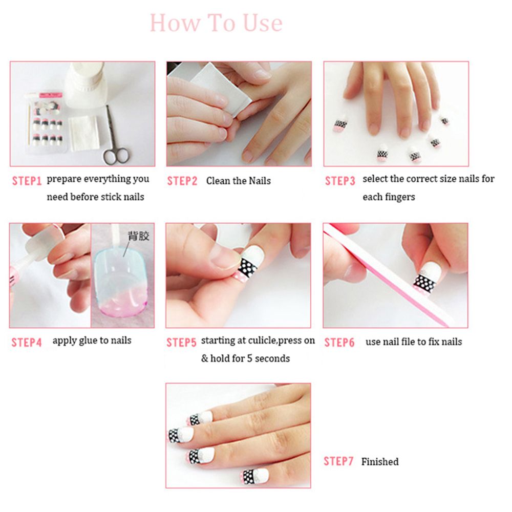 Fake Nails Art Tips Press On False Tips With Glue Coffin Stick Designs
