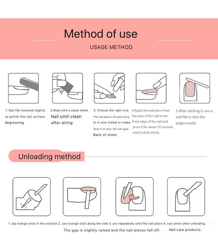 Fake Nails Art Tips Press On False Tips With Glue Coffin Stick Designs