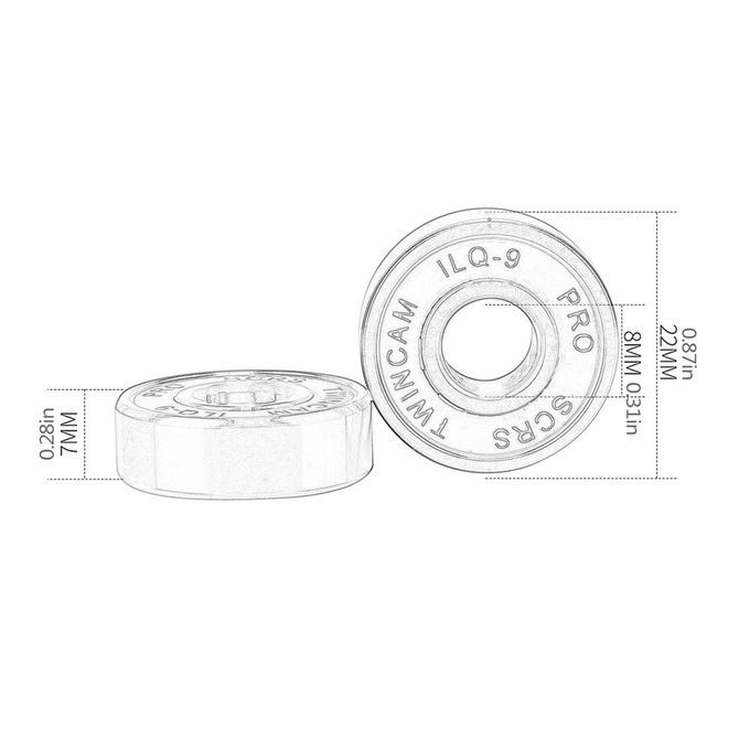ILQ-9 608 Wheel Skateboard Bearing Longboard High Speed Roller Skate Bearings-Black