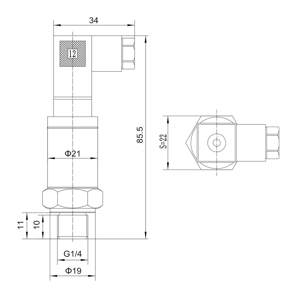 Water Oil  Gas Air Pressure Transmitter G1/4 12-36V 4-20mA 0-600bar Optional Stainless Steel Pressure Transducer R-0-0.2MPA