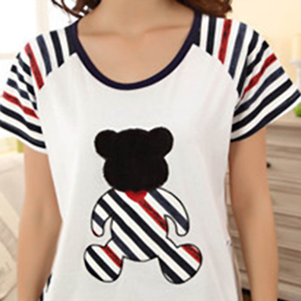 Summer Milk Fiber Sleepwear Light Short Sleeves Nighty Girl