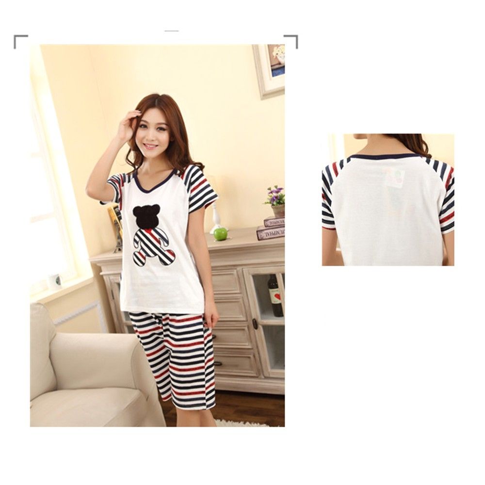 Summer Milk Fiber Sleepwear Light Short Sleeves Nighty Girl