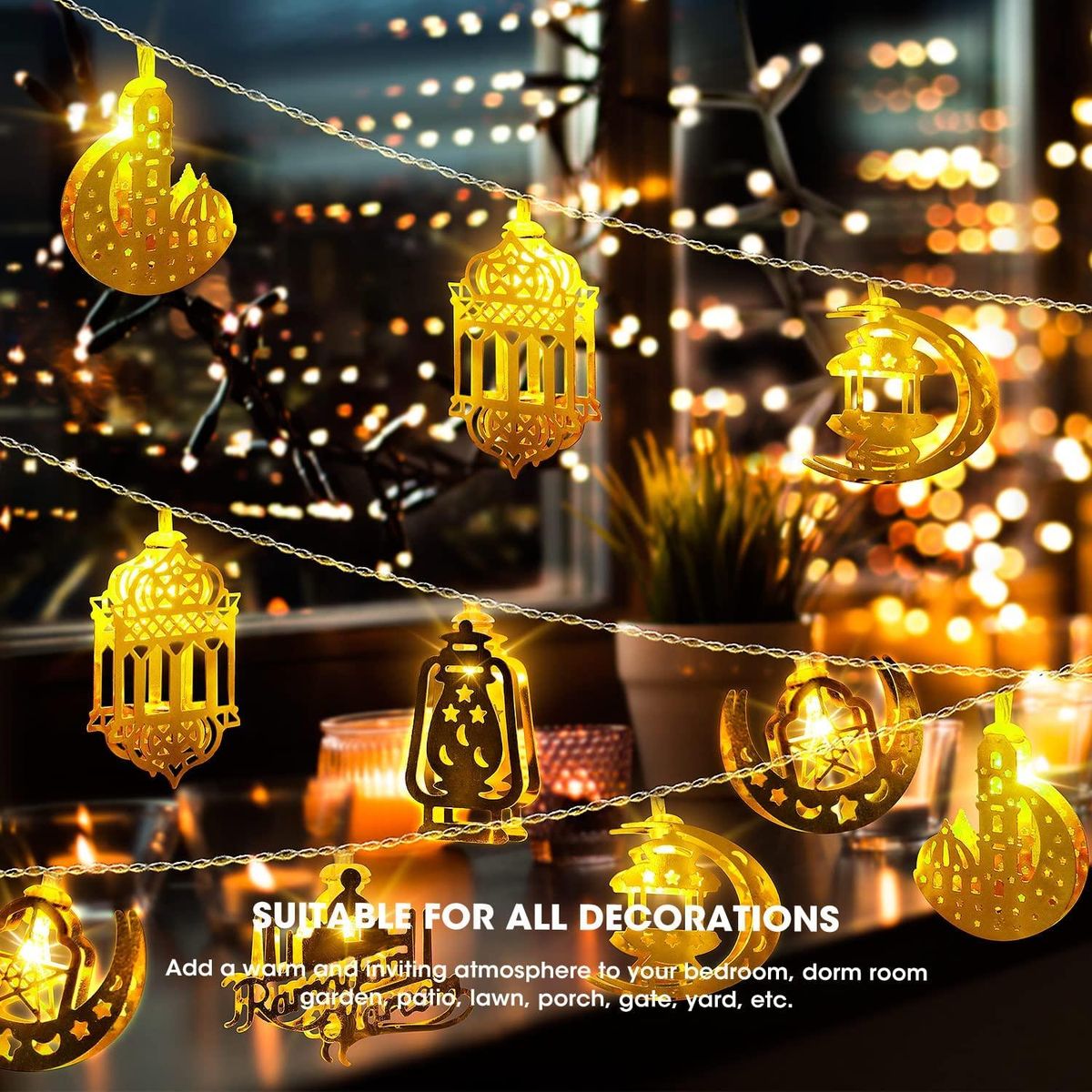 10 LED Ramadan Decorative String Lights for Ramadan Mubarak, Kareem, Eid R