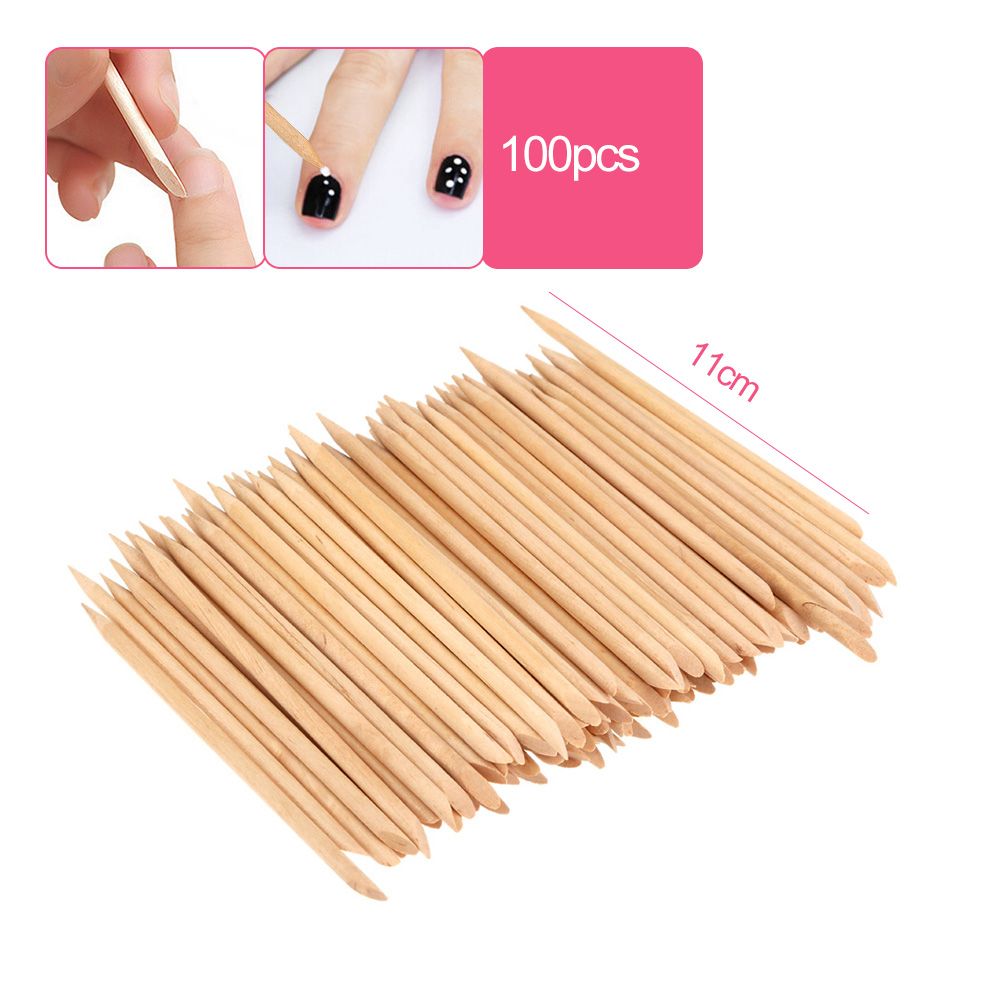 100pcs Nail Art Design Orange Wood Stick Cuticle Pusher