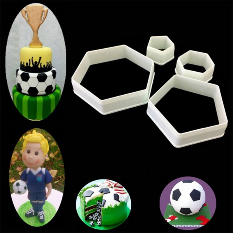 4Pcs Football Soccer Fondant Cutter Cookies Mold Cake
