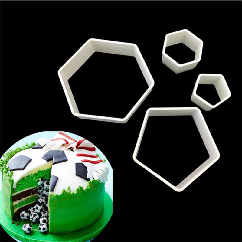 4Pcs Football Soccer Fondant Cutter Cookies Mold Cake