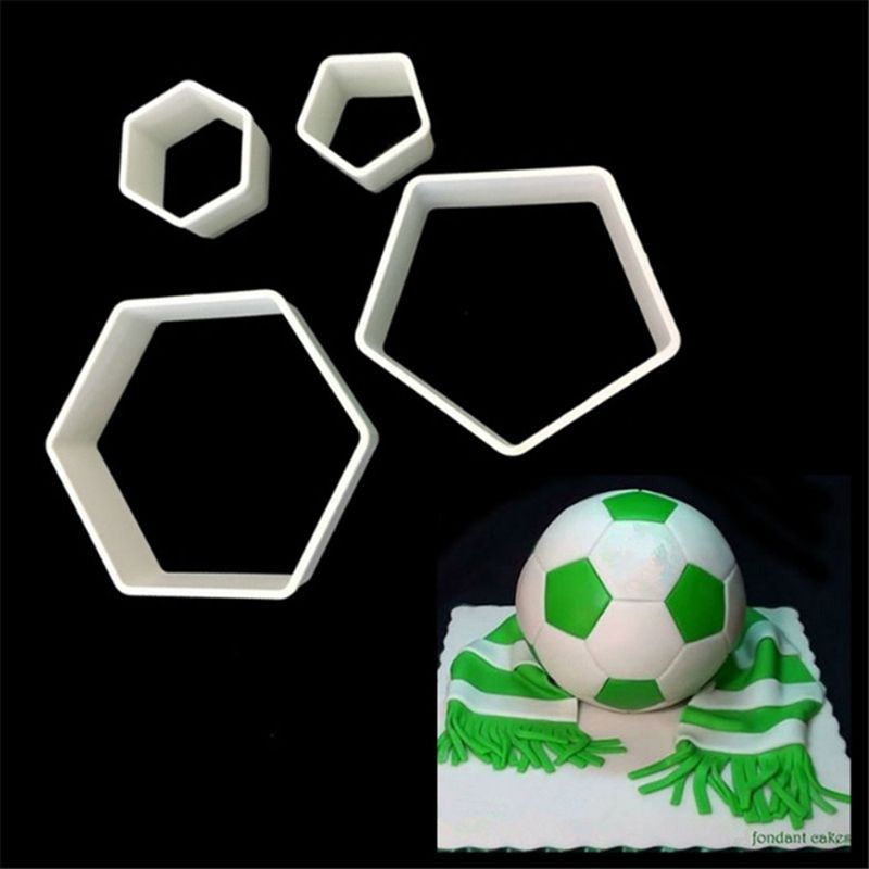 4Pcs Football Soccer Fondant Cutter Cookies Mold Cake