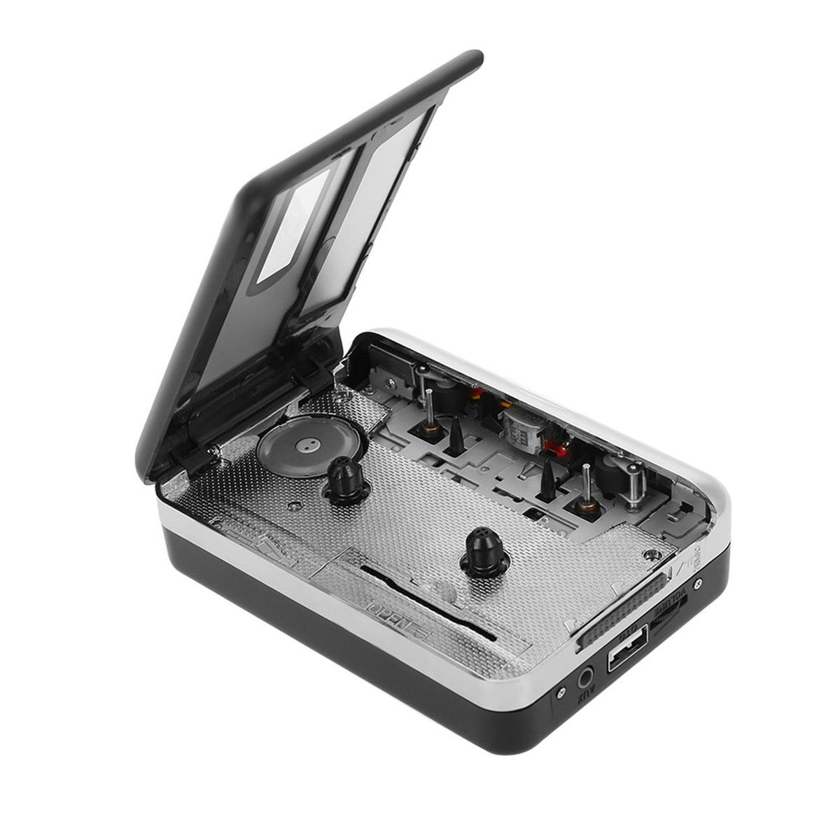 ezcap Cassette Tape-to-MP3 Converter Save into USB Flash Disk Auto Partition Standalone Recorder w/ Earphone Black with Grey