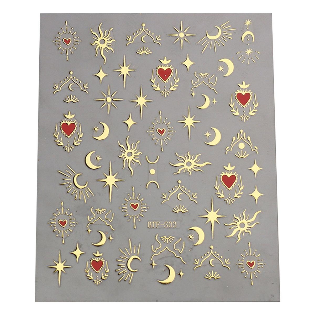 2 Sheets Sun Nail Stickers Silver Rose Golden Moon Nail Decals Golden