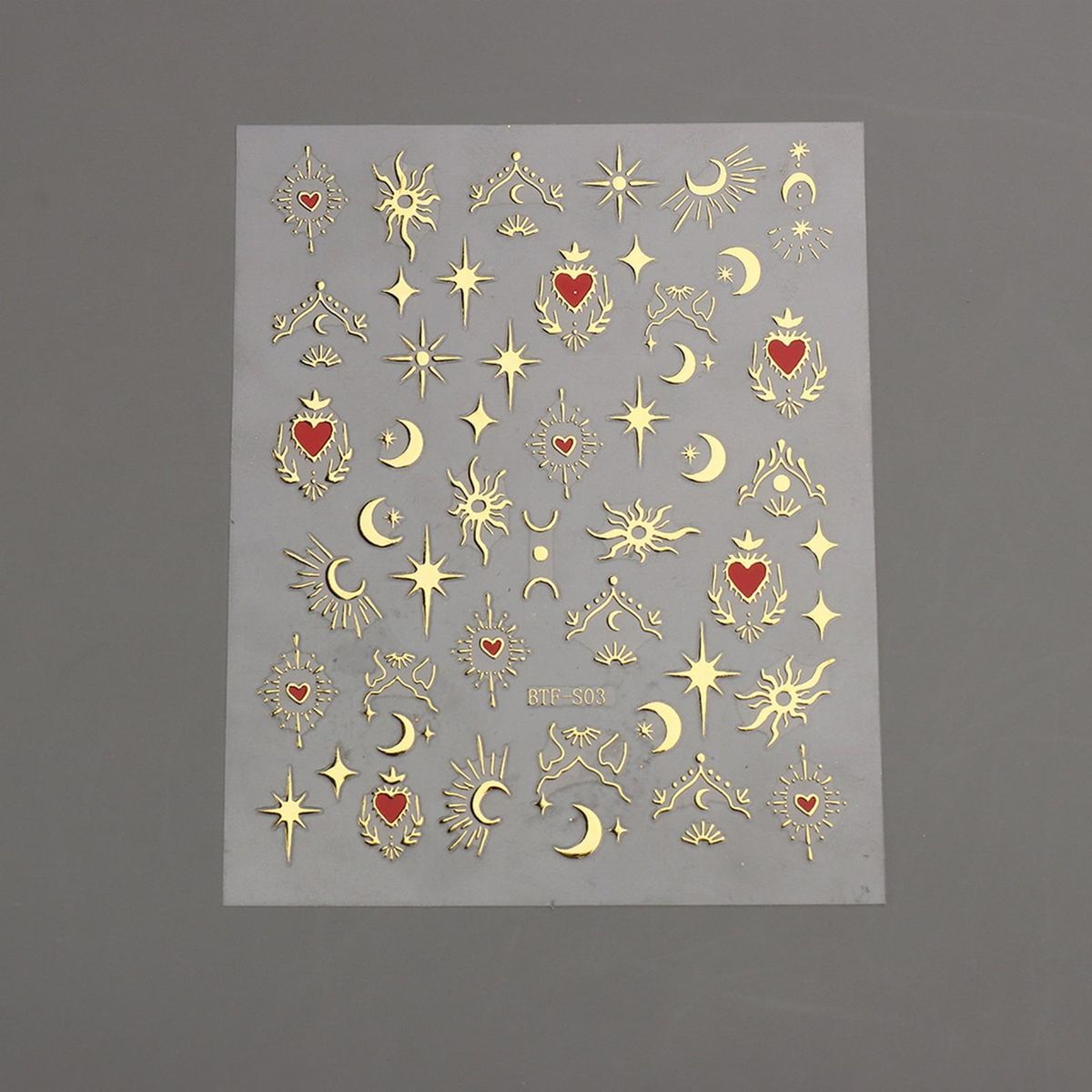 2 Sheets Sun Nail Stickers Silver Rose Golden Moon Nail Decals Golden