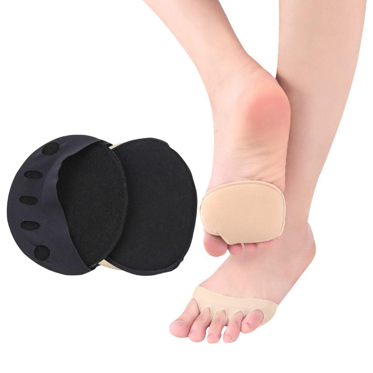 2x Metatarsal Pads Cushion Forefoot Women High Heels Liners Mat Black