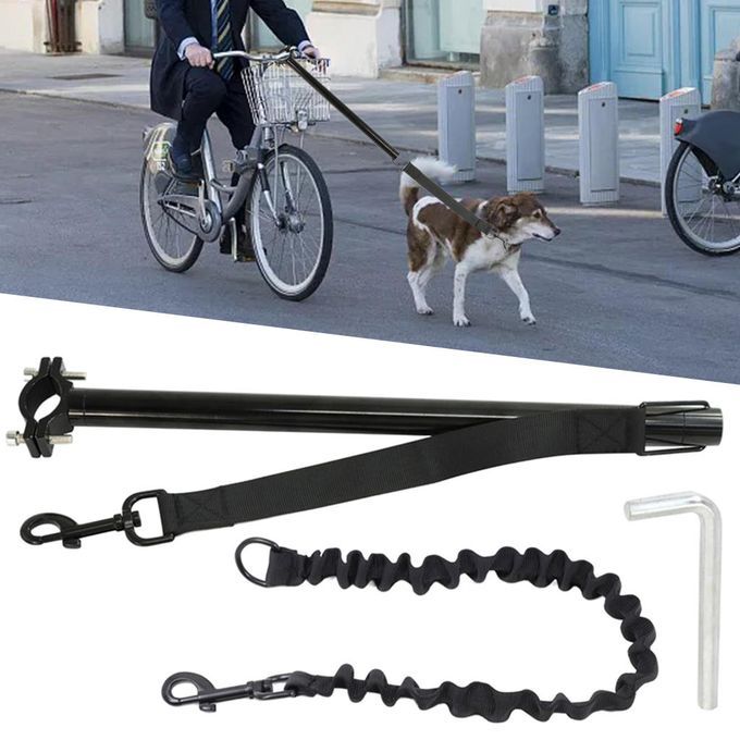 Adjustable Dog Bike Leash Dogs Bicycle Walking Trainer Safety Traction