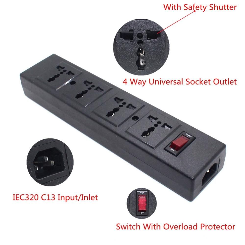 NEW PDU Power Strip With Overload Protector, 4 Ways Universal Outlet Sockets With Power LED Indicator Surge Protector