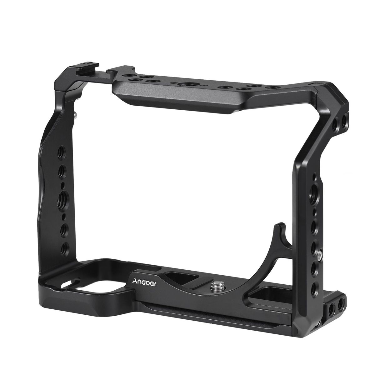 Andoer Camera Cage Aluminum Alloy Video Cage with Cold Shoe Mounts Numerous 1/4 Inch Screw Holes Replacement for Sony A7IV/ A7M4/ A1/ A7R4/ A7S3