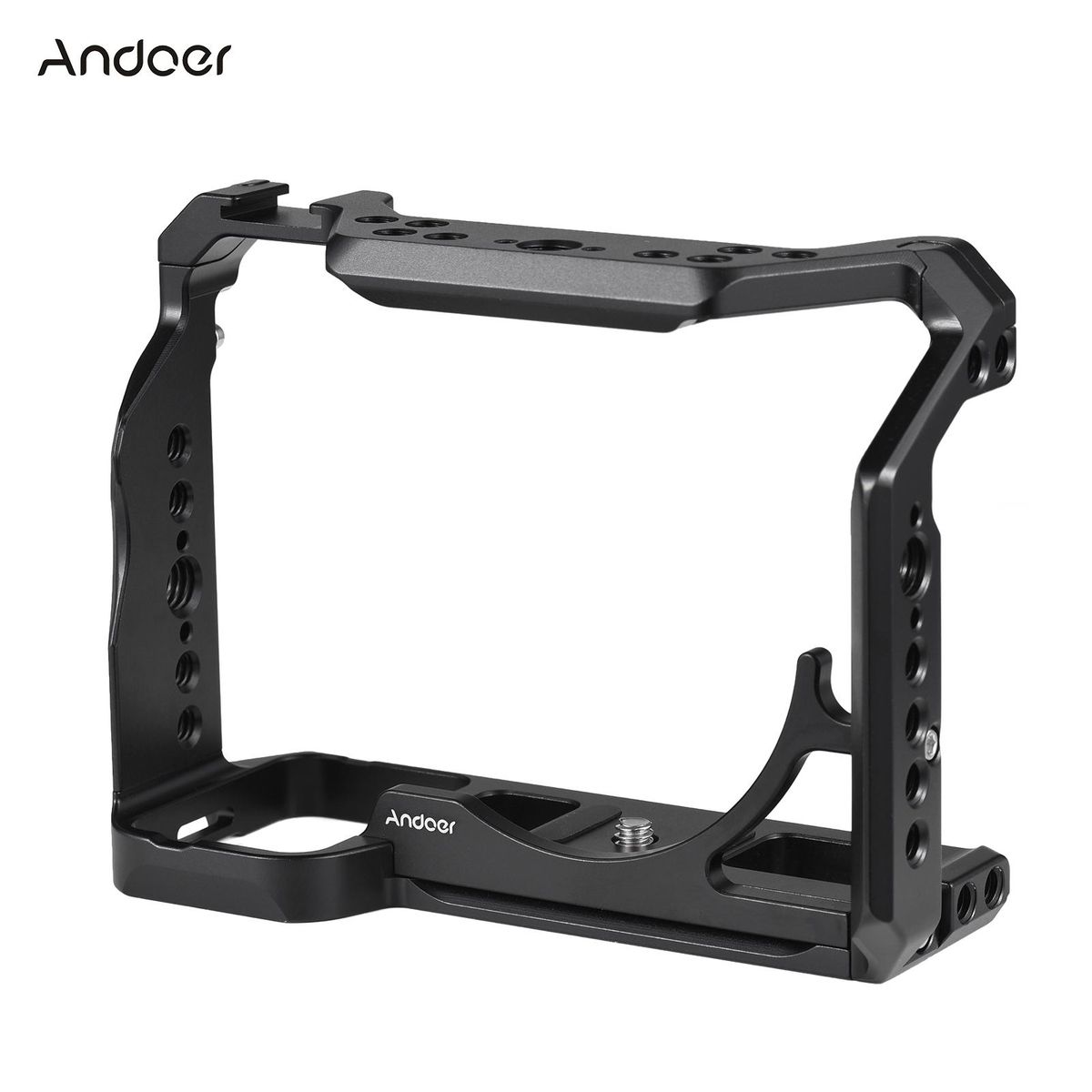 Andoer Camera Cage Aluminum Alloy Video Cage with Cold Shoe Mounts Numerous 1/4 Inch Screw Holes Replacement for Sony A7IV/ A7M4/ A1/ A7R4/ A7S3