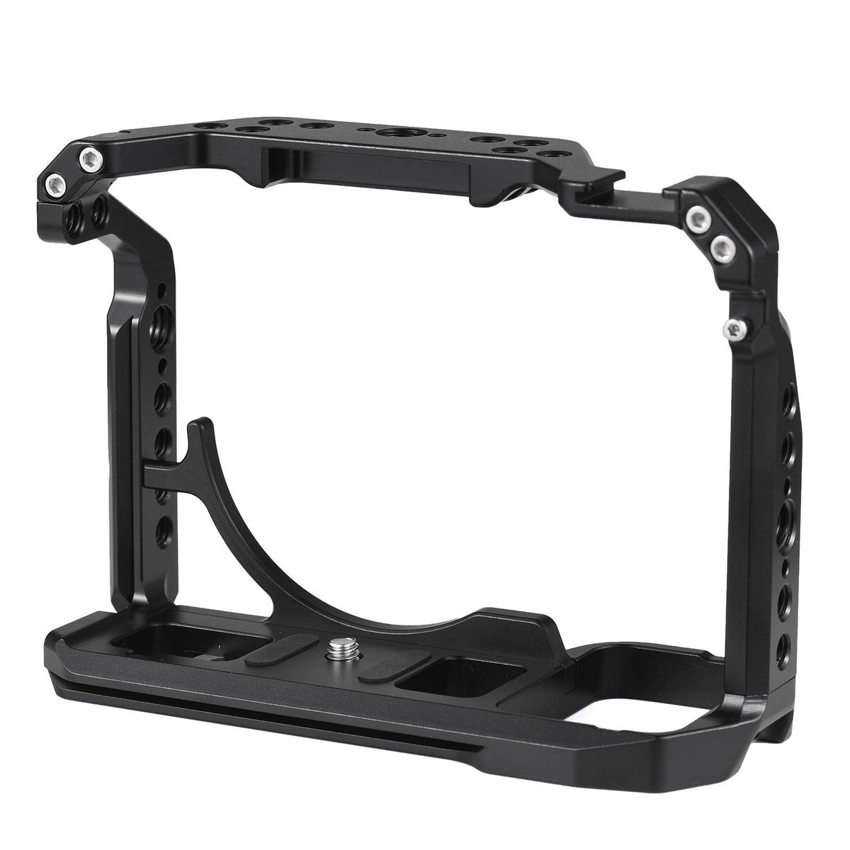Andoer Camera Cage Aluminum Alloy Video Cage with Cold Shoe Mounts Numerous 1/4 Inch Screw Holes Replacement for Sony A7IV/ A7M4/ A1/ A7R4/ A7S3