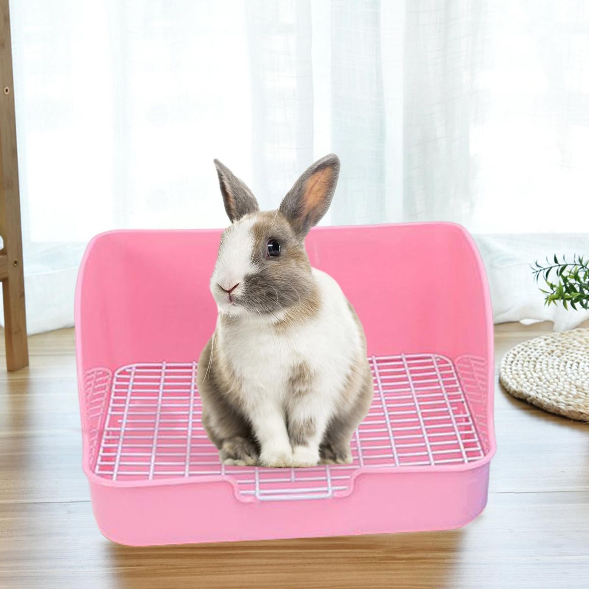 Rabbit  Corner Toilet Trainer Pet Pan With Pink