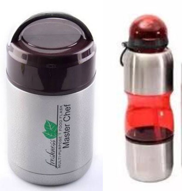 Kids Food Flask And Water Bottle-2 In 1 Bundle