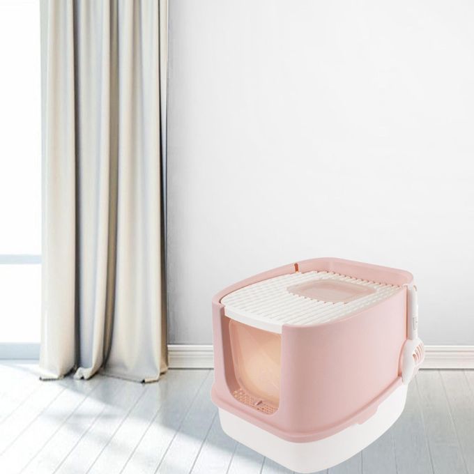 Cat Litter Box Bedpan Dual Mode Excrement For Pet Cleaning Pink M