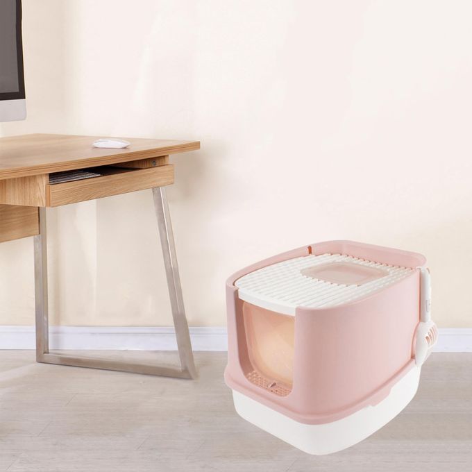 Cat Litter Box Bedpan Dual Mode Excrement For Pet Cleaning Pink M
