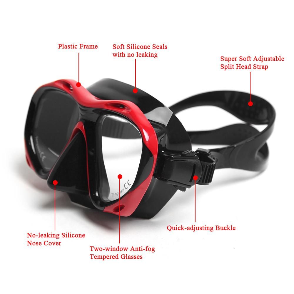 Men's Women's Anti-fog Diving Snorkeling Goggles Two-window Scuba Diving Swim Goggles Swimming Tempered Glass Lens Flexible Silicone Skirt PC Frame Adults