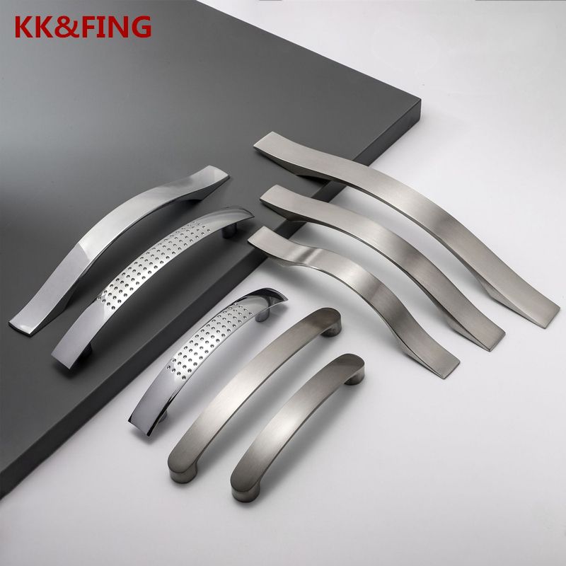 (2-160mm)KK&FING 1PC Chrome Aluminum Alloy Cabinet Knobs And Handles Drawer Pulls Kitchen Cupboard Door Knob Furniture Handle Hardware
