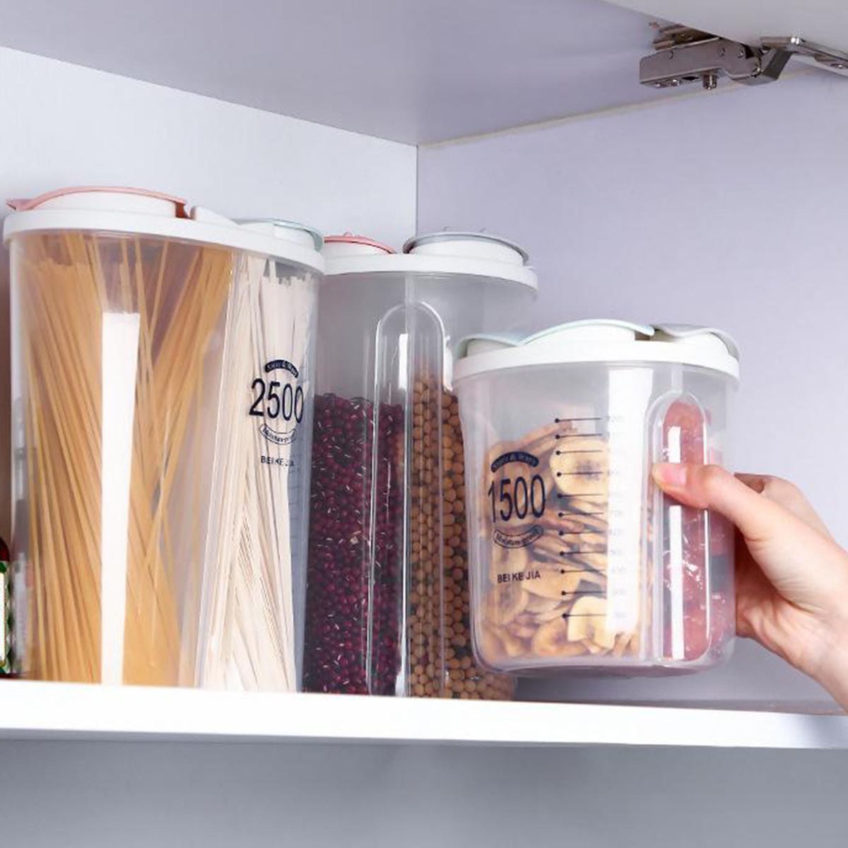 Cereal Dispenser Storage Box Kitchen Food Grain 3 Grid 1500ml
