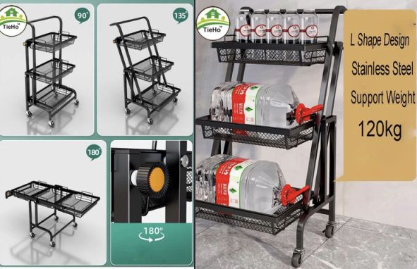 3 Tiers Multipurpose Utility Storage Rack Trolley