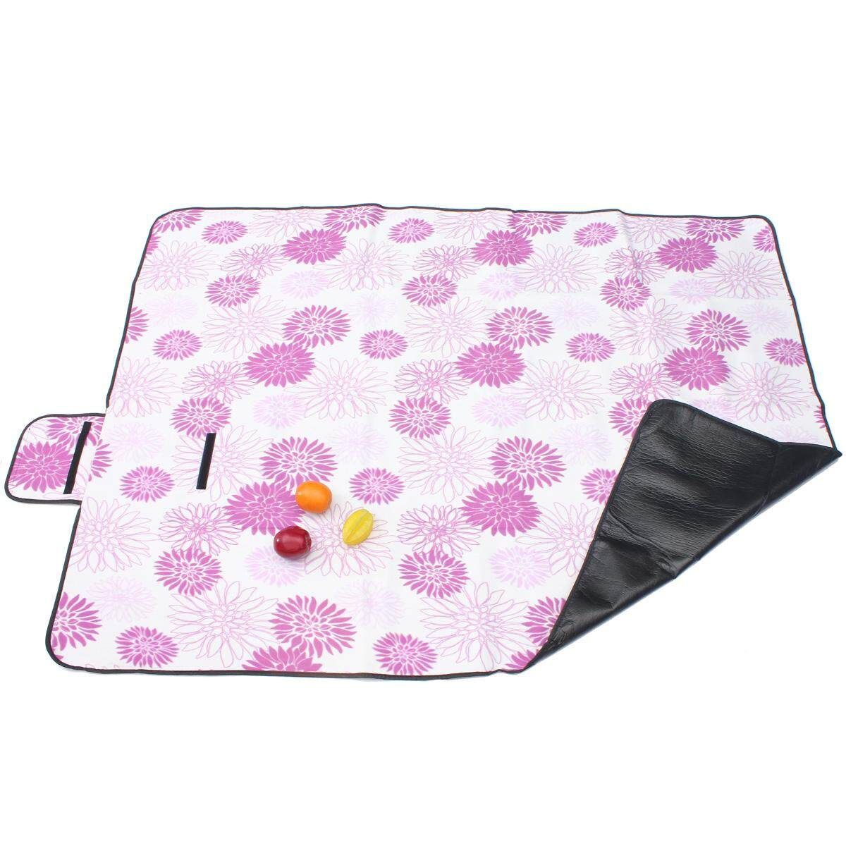 150x200cm Picnic Mat Extra Large Family Picnic Camping Fleece Waterproof Rug Mat Blanket UK Big Purple Flower