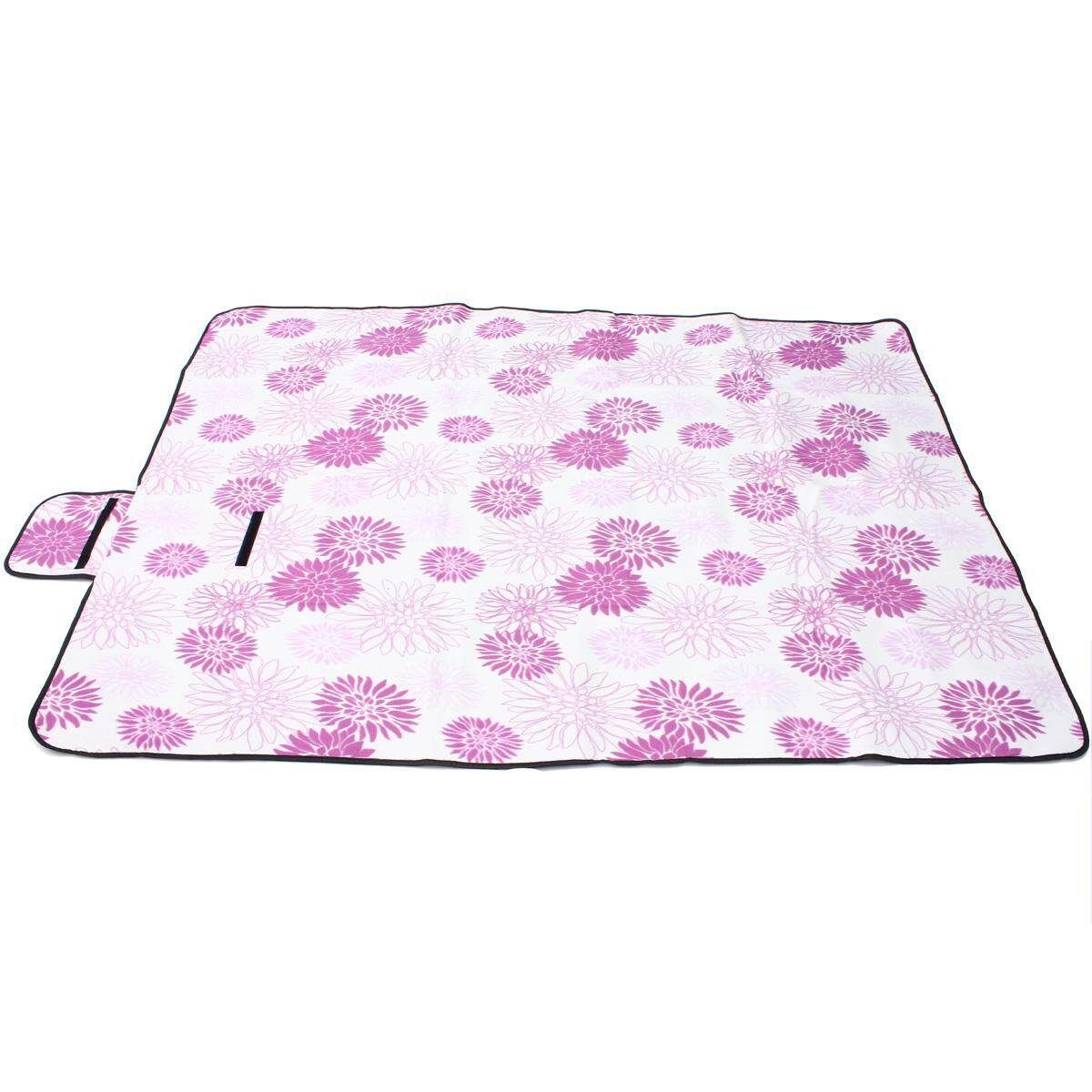 150x200cm Picnic Mat Extra Large Family Picnic Camping Fleece Waterproof Rug Mat Blanket UK Big Purple Flower