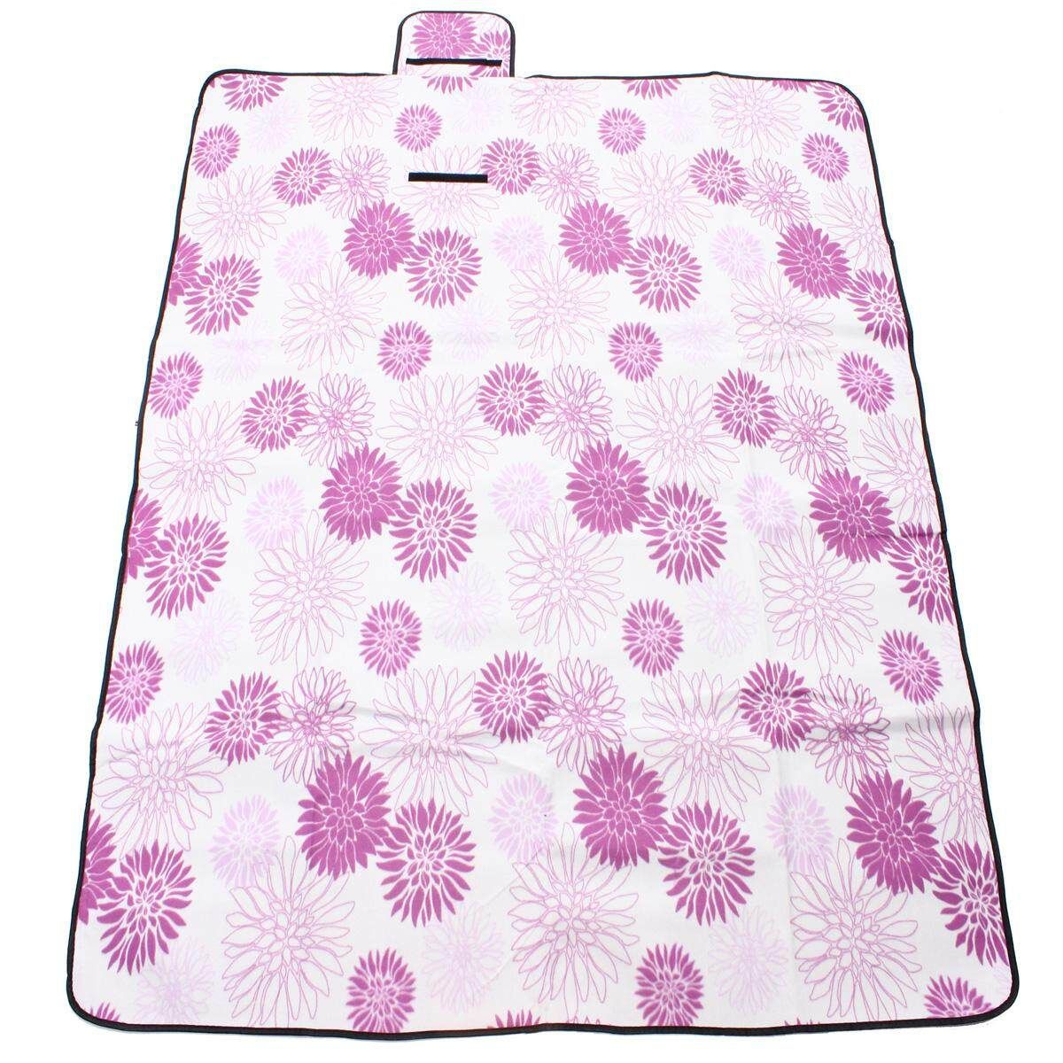 150x200cm Picnic Mat Extra Large Family Picnic Camping Fleece Waterproof Rug Mat Blanket UK Big Purple Flower