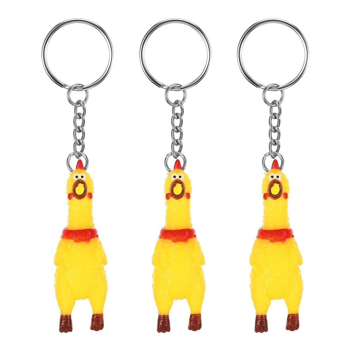 3 Pcs Mobile Phone Cord Child Mini Plushies Screaming Chicken Keychain Party Favors
