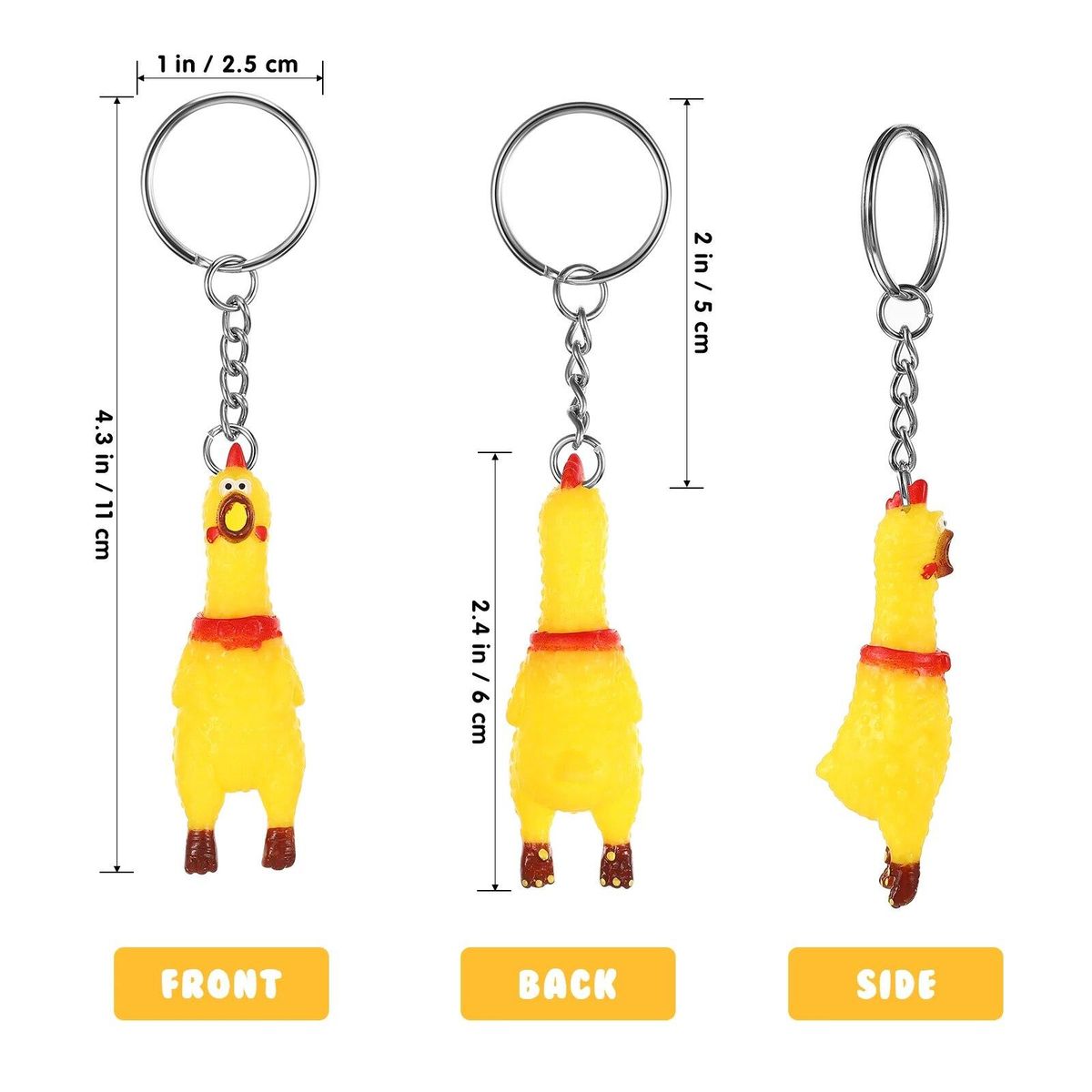 3 Pcs Mobile Phone Cord Child Mini Plushies Screaming Chicken Keychain Party Favors