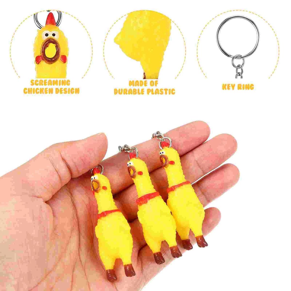 3 Pcs Mobile Phone Cord Child Mini Plushies Screaming Chicken Keychain Party Favors