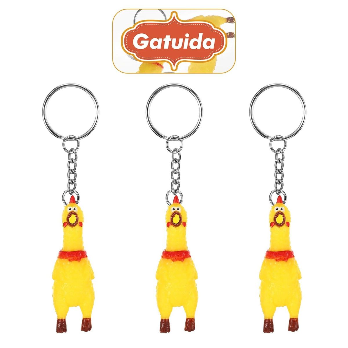 3 Pcs Mobile Phone Cord Child Mini Plushies Screaming Chicken Keychain Party Favors
