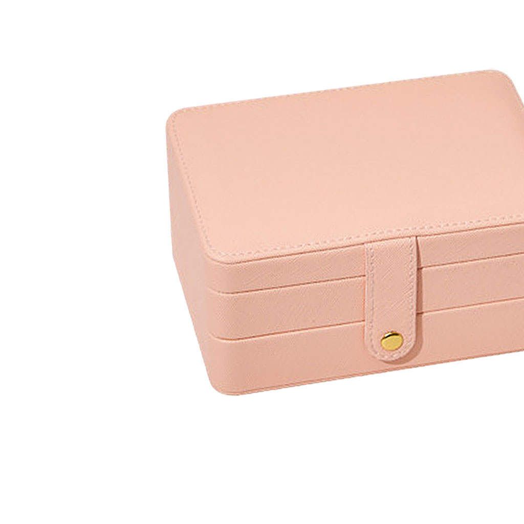 Jewelry Storage Box PU Leather Big Portable For Jewellery Care Pink