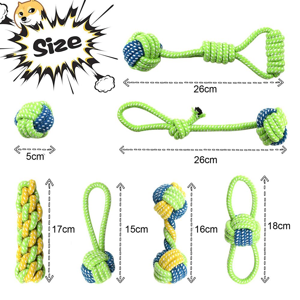 Durable Cotton Dog Rope Toys 7 Pack Set