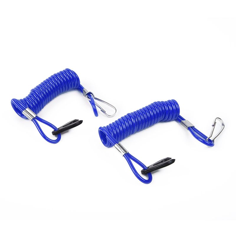 Lanyard Safety Rope Blue Tpupvc Spring Hook 2pcs Outboard