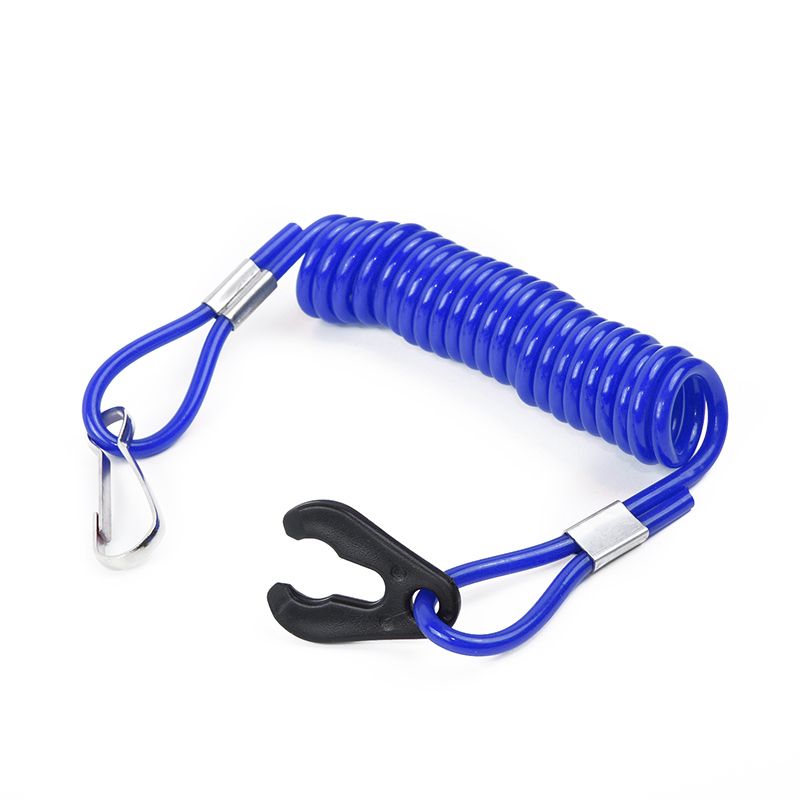 Lanyard Safety Rope Blue Tpupvc Spring Hook 2pcs Outboard