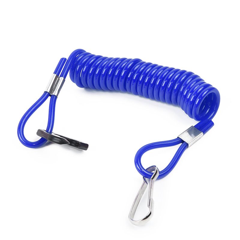 Lanyard Safety Rope Blue Tpupvc Spring Hook 2pcs Outboard