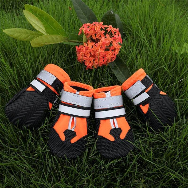 Anti-Slip Large Dog Booties Waterproof Paw Protectors Dog Shoes Adjustable S-2XL Orange Orange 2XL