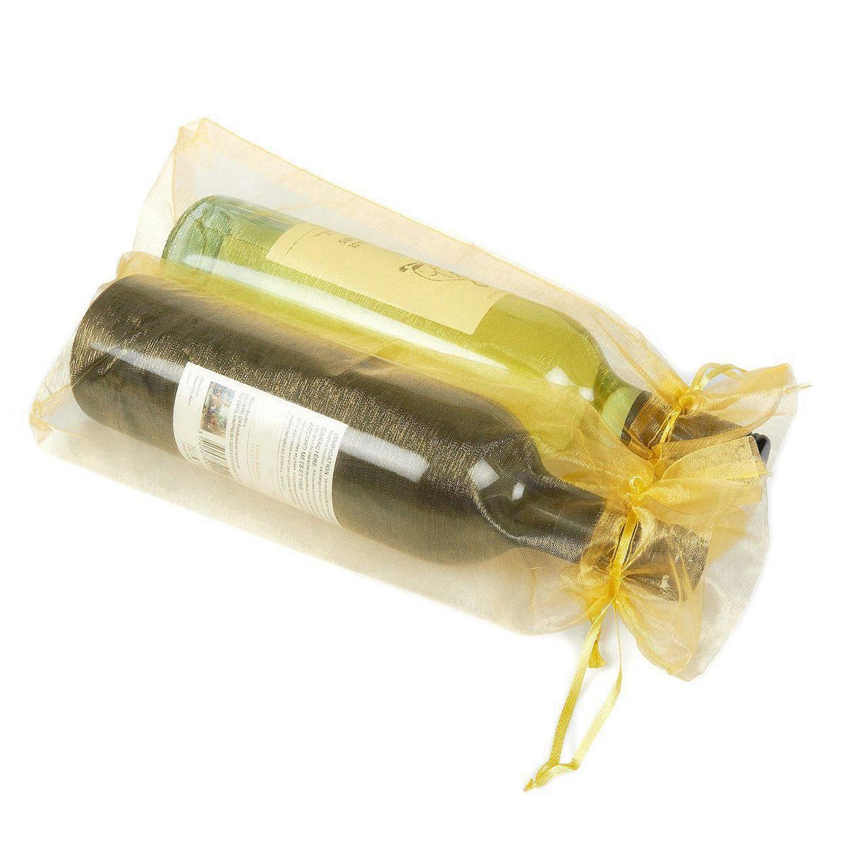 24-Pack Wine Organza Bags -Wine Wrapping Bags Gold, 37 x 14c