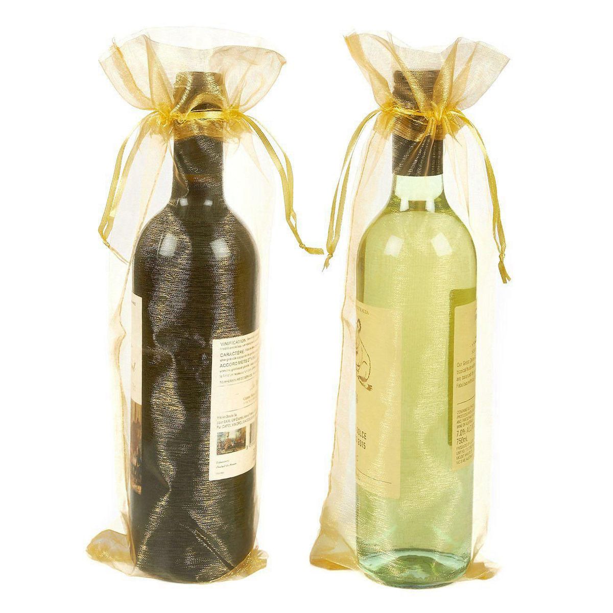24-Pack Wine Organza Bags -Wine Wrapping Bags Gold, 37 x 14c