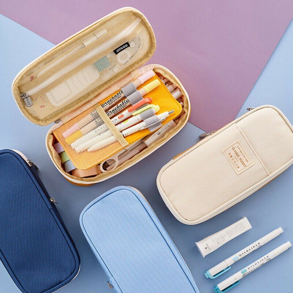 Large Capacity School Pencil Case Stationery Zipper Pocket