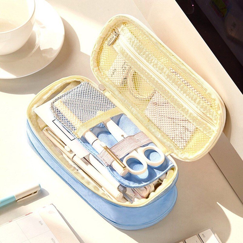 Large Capacity School Pencil Case Stationery Zipper Pocket